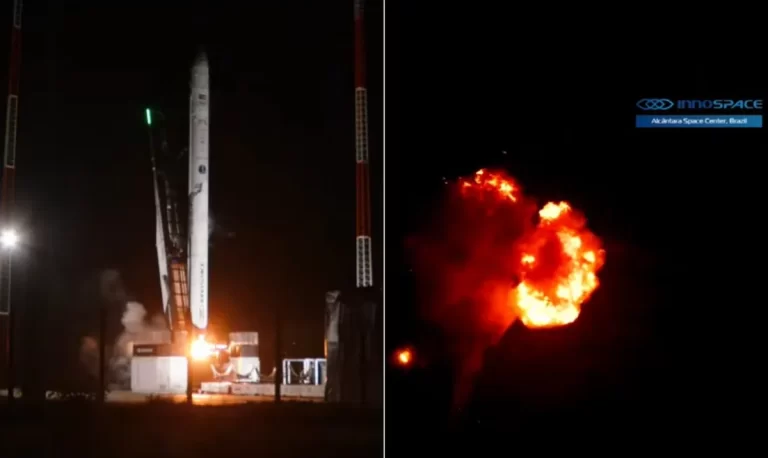 Foguete-comercial-HANBIT-Nano-explode-segundos-apos-lancamento-em-Alcantara